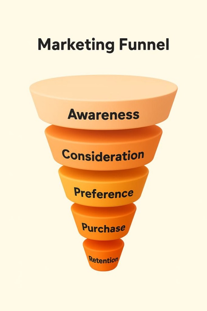 Marketing funnel — awareness to retention